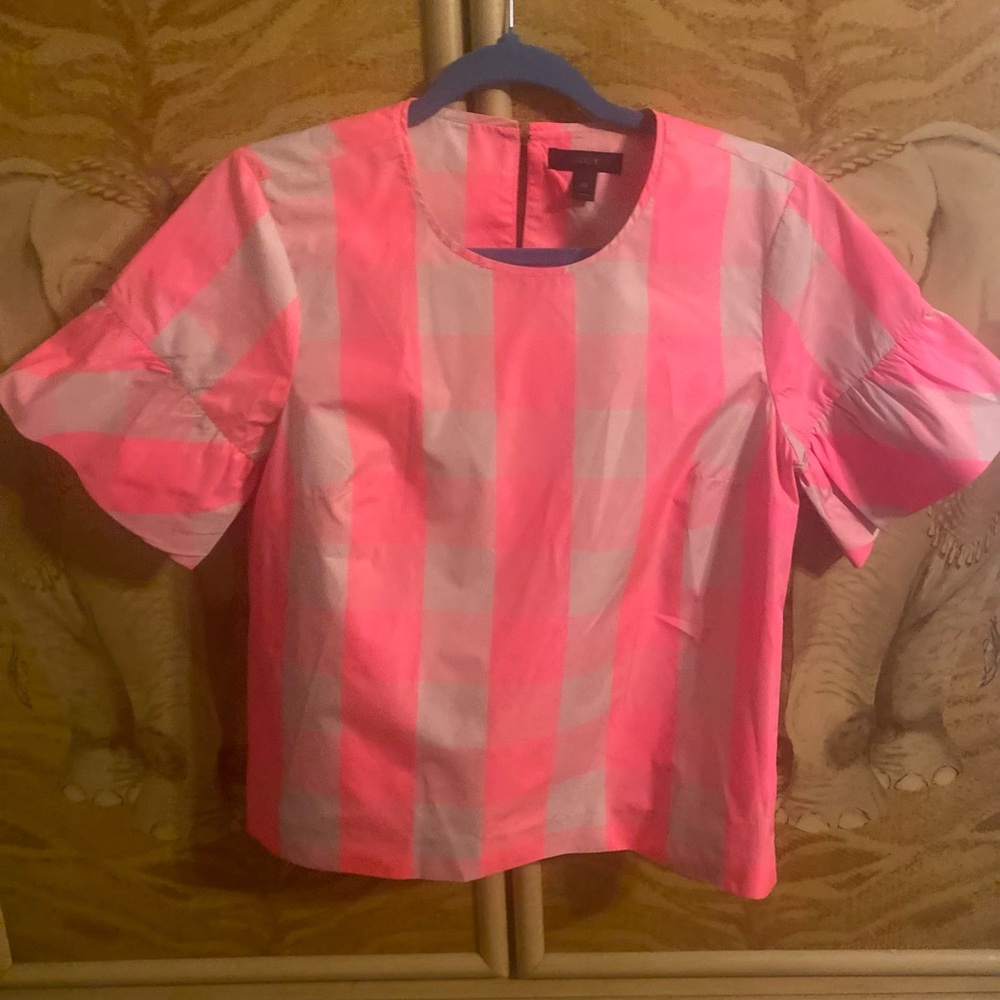 J.Crew Plaid Peasant Blouse Top